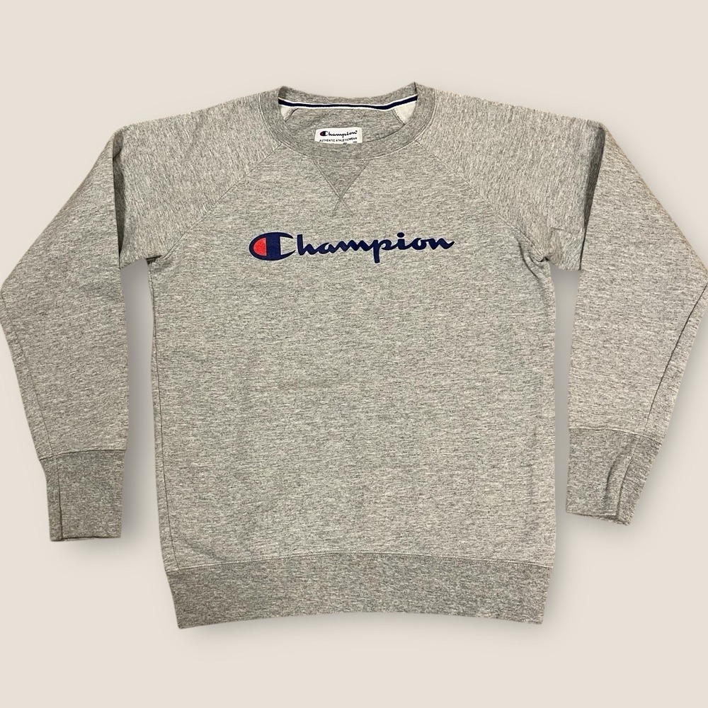 Champion Unisex Logo Spell Out Sweatshirt Gray Size S Activewear Athleisure
